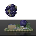Inflatable Blueberry Shaped Balloons With Large Purple Ball Basket Green Plants And Fence