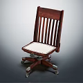 Comfortable Wooden Leisure Chair Featuring White Cushioned Seat And Wheeled Base