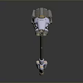Futuristic Weapon with Long Metallic Handle and Circular Top Components 3d model