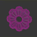 Gray Flower Shaped Daily Life Item With Decorative Circular Center Hole And Ornate Edges