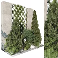 Modern Green Plant Wall Design With Lattice Structure And Surrounding Evergreen Trees