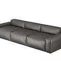 Modern Gray Leather Sectional Sofa with Stitching for Living Room 3d model