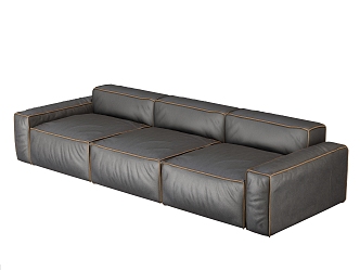 Leather Multi-Person Sofa Leather Sofa Black Leather Sofa 3d model