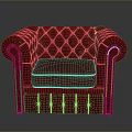 Classic Red Leather Tufted Armchair Featuring Elegant Brass Nailhead Trim Design