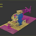 Military Helicopter Model Mounted On Trailer On Sand Ground With Equipment