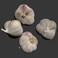 Fresh Garlic Bulbs With White Skin And Firm Texture On Black Surface
