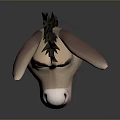 Cartoon Donkey Head With Big Ears Red Eyes And Smiling Mouth 3D Rendering