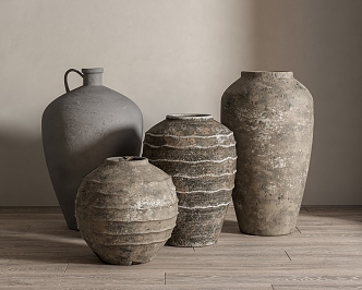 Quiet pottery jars make old jars 3d model