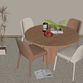 Dining table and chair 3d model