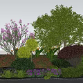 Landscape Tree Pit Design With Various Green Plants Colorful Flowers Shrubs And Decorative Stones