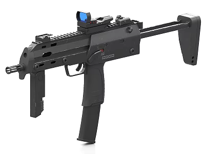 Black Submachine Gun With Red Dot Sight Tactical Rail And Ergonomic Grip 3d model