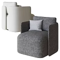 Modern Gray Fabric Accent Chair With Polka Dot Pillow And Comfortable Design