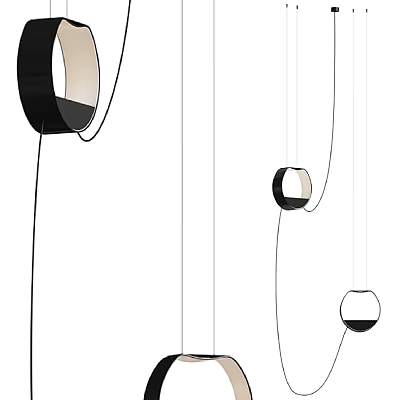Black And White Modern Pendant Lights With Geometric Shapes And Suspended Lines Design 3d model