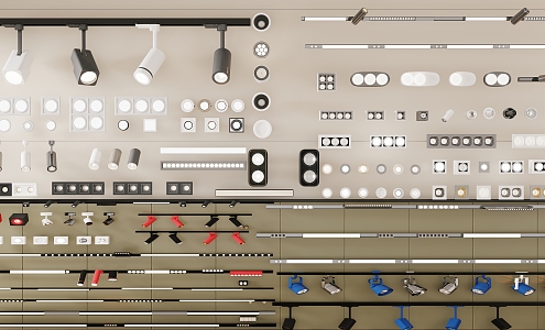 Downlight spotlight magnetic track lamp grille lamp combination 3d model