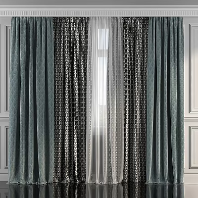 Elegant Textured Curtains With Light Filtering Layers And Patterned Drapes For Home Decor 3d model