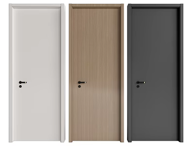 Modern Flush Doors in White Wood Grain and Dark Gray for Home Interior 3d model