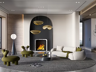 Modern Living Room Living Room Sofa Coffee Table Combination 3d model
