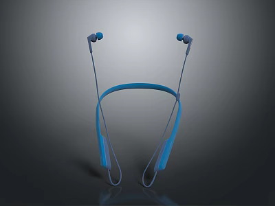 Ergonomic Blue Neckband Headphones For Computer With Lightweight Design And Clear Sound 3d model