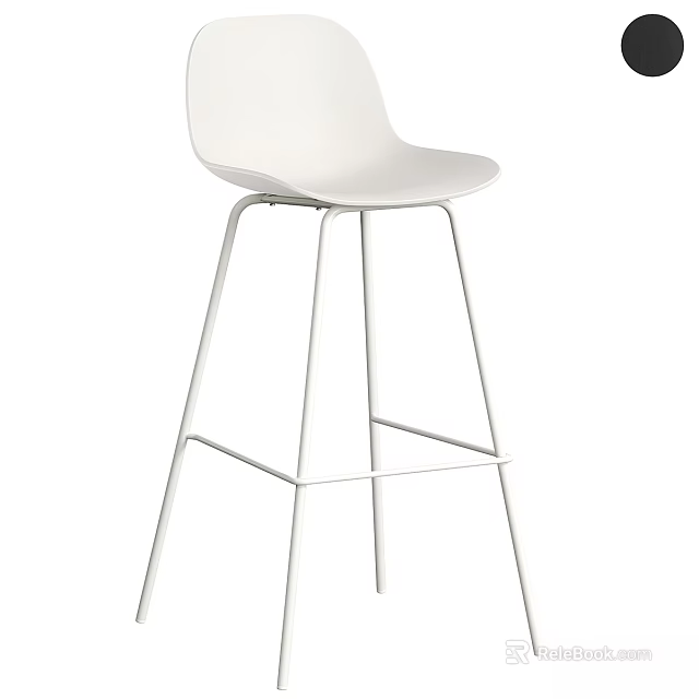 Modern White Bar Stool With Minimalist Design And Metal Frame For Kitchen Counter 3d model 