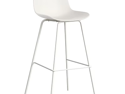 Modern White Bar Stool With Minimalist Design And Metal Frame For Kitchen Counter 3d model