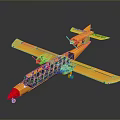 Yellow FIRE BIRD Seaplane Model With Twin Propellers And Streamlined Design