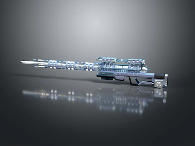 Futuristic Weapon With Long Barrel And Detailed Segmented Metallic Structure 3d model