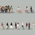 Diverse Group of People Walking with Various Styles and Casual Attire