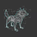 White Low Poly Wolf Model With Geometric Design On Black Background