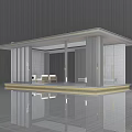 Modern Minimalist Pergola Design With Columns Seating And Reflective Floor 3d model
