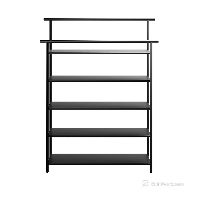 Black Modern Shoe Rack With Multiple Shelves And Metal Frame Structure 3d model 