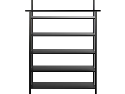 Black Modern Shoe Rack With Multiple Shelves And Metal Frame Structure 3d model