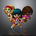 Chibi Style Female Cartoon Characters With Various Hair Colors And Sporty Outfits In Dynamic Poses