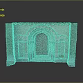 Classical Architectural Structure With Arched Red Door Brick Walls Decorative Columns And Stone Details