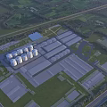 Aerial View of Modern Industrial Plant With Multiple Buildings and White Storage Tanks