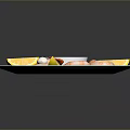 Fresh Shrimp Dish With Lemon Slices And Red Sauce Served On Blue Plate