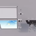 Modern Conference Room Setup With Projection Screen Projector Table And Chairs 3d model
