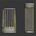 Two Cylindrical Metallic Filters With Striped Structure On White Background