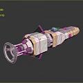 Sci Fi Rocket Model With Circular Front Silver Metallic And Red Yellow Structures