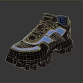 Black Sneakers With Neon Blue Accents Thick Traction Sole And Modern Upper Design