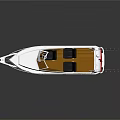 White Recreational Fishing Boat With Trailer And Red Accents Fishing Rods