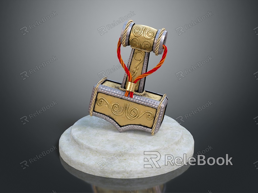 Hammer Warhammer Cartoon Hammer Magic Hammer Thor's Hammer Ancient Weapons Cold Weapons Medieval Items model