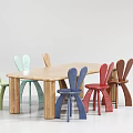 Wooden Children's Table With Colorful Chairs And Storage Shelf For Kids Playroom