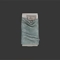 Metal Frame Hospital Bed With Blue Blanket And Wheels On White Background