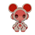 Cute Red And Silver Robot Doll With Big Ears And Round Eyes Design