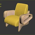 Modern Single Sofa with Yellow Cushion Backrest and Pink Armrest Frame in Contemporary Design
