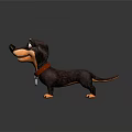 Playful Cartoon Dachshund Character 3D Rendered With Purple Body Red Collar And Friendly Expression