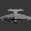 Futuristic White Triangular Warship Model With Detailed Surface On Dark Background