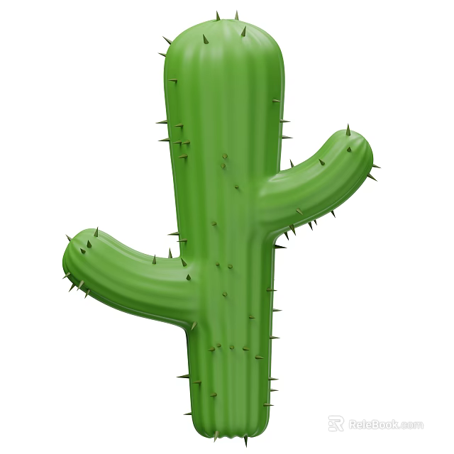 Healthy Green Upright Cactus Plant With Sharp Spines And Thick Stem 3d model 