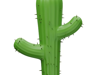 Healthy Green Upright Cactus Plant With Sharp Spines And Thick Stem 3d model