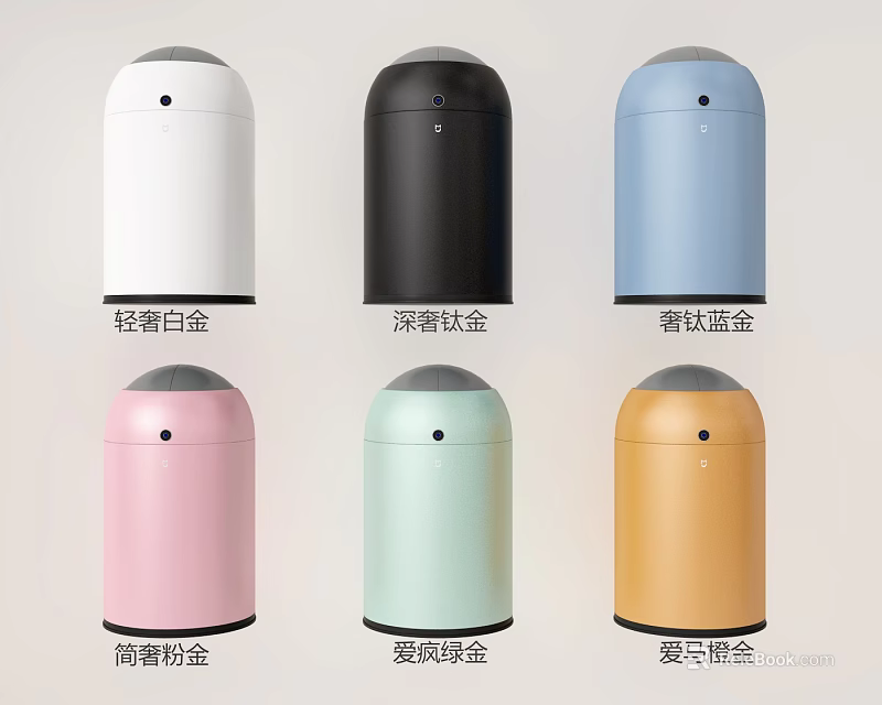 Public Facility Trash Bins in Multiple Colors for Modern Public Areas 3d model 